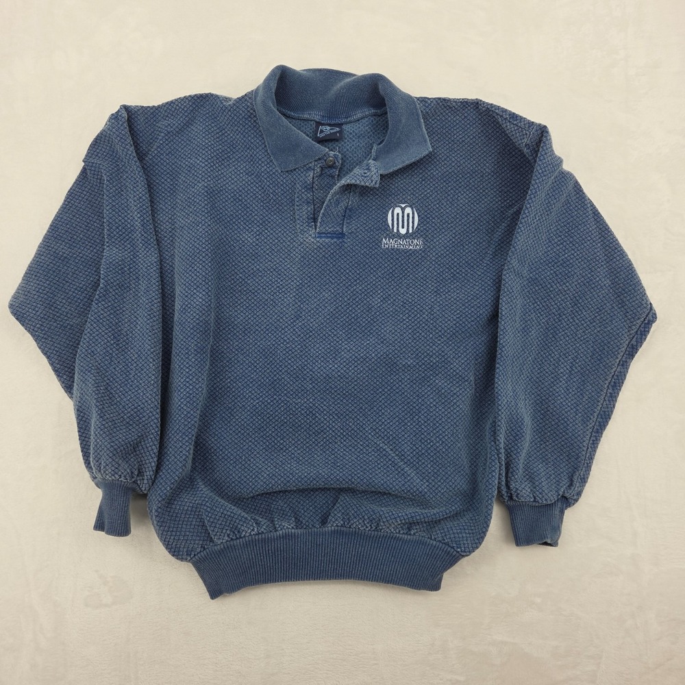 VTG Magnatone Entertainment Record Label Collared Long Sleeve Wek the World Sz L
